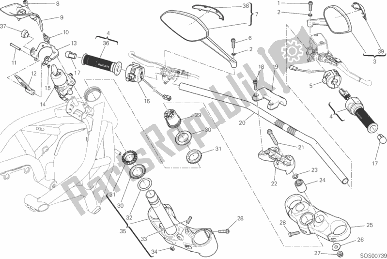 All parts for the Handlebar And Controls of the Ducati Monster 821 Dark Thailand 2016